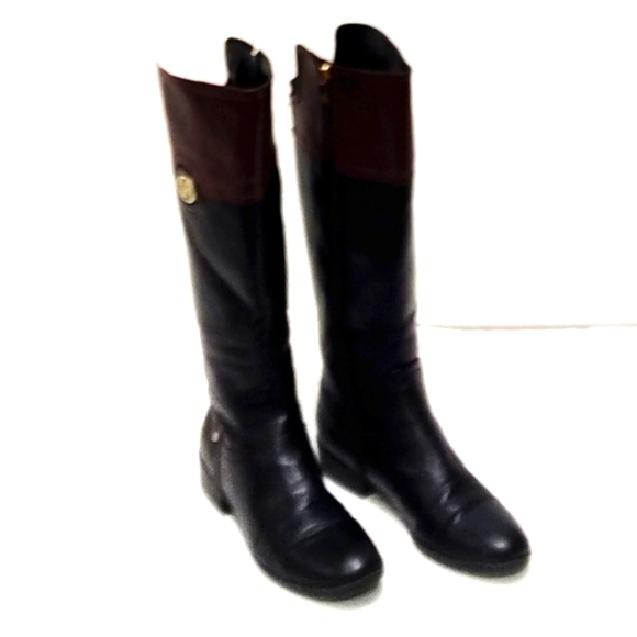 Liz Claiborne woman's black and brown knee high trendy riding boots Size: 8M - Picture 1 of 6